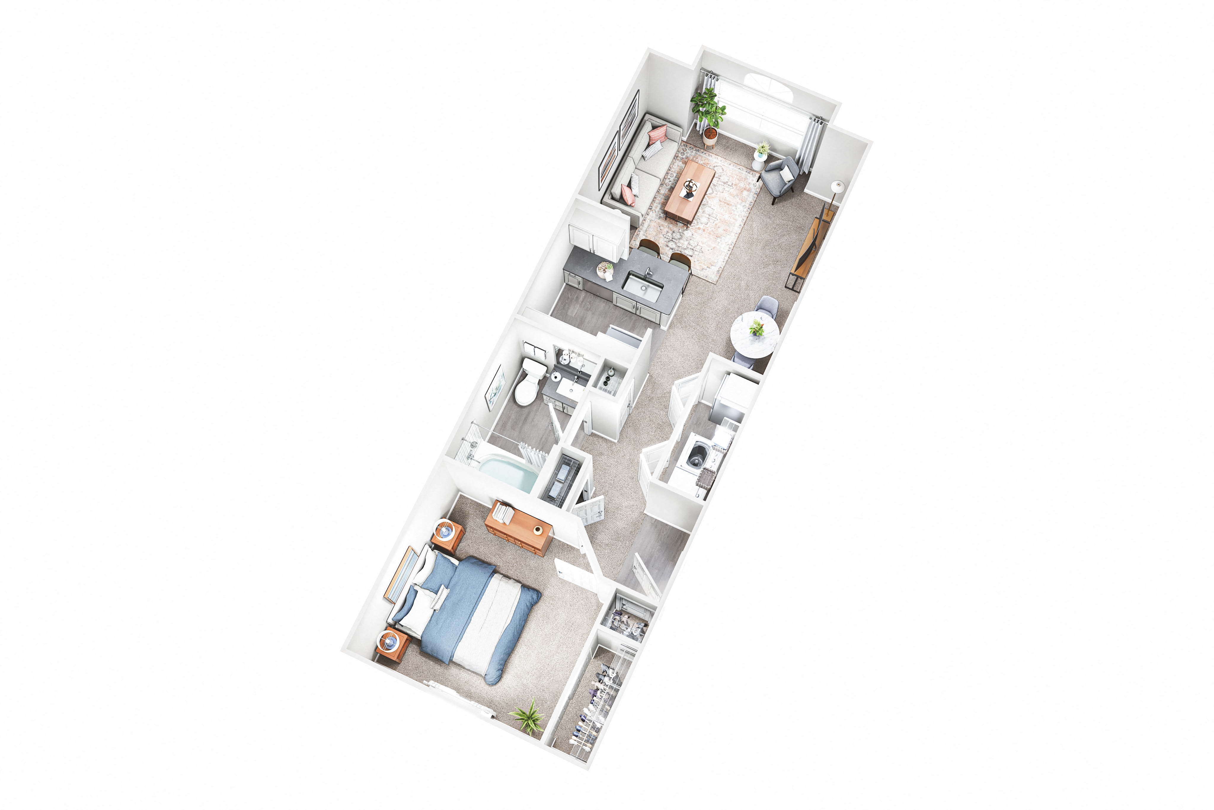 Floor plan for 1 bed, 1 bath, 560 sqft